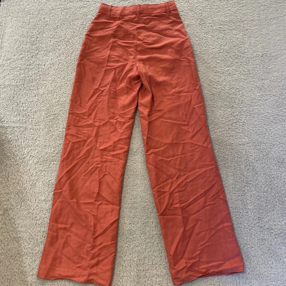 Wilfred Aritzia Effortless Linen Pants Women 0 Pink Wide Leg High Rise Pleated